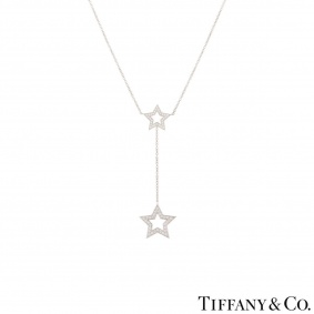 Tiffany & Co. Platinum Diamond Set Star Necklace Tiffany & Co. Platinum Diamond Set Star Necklace